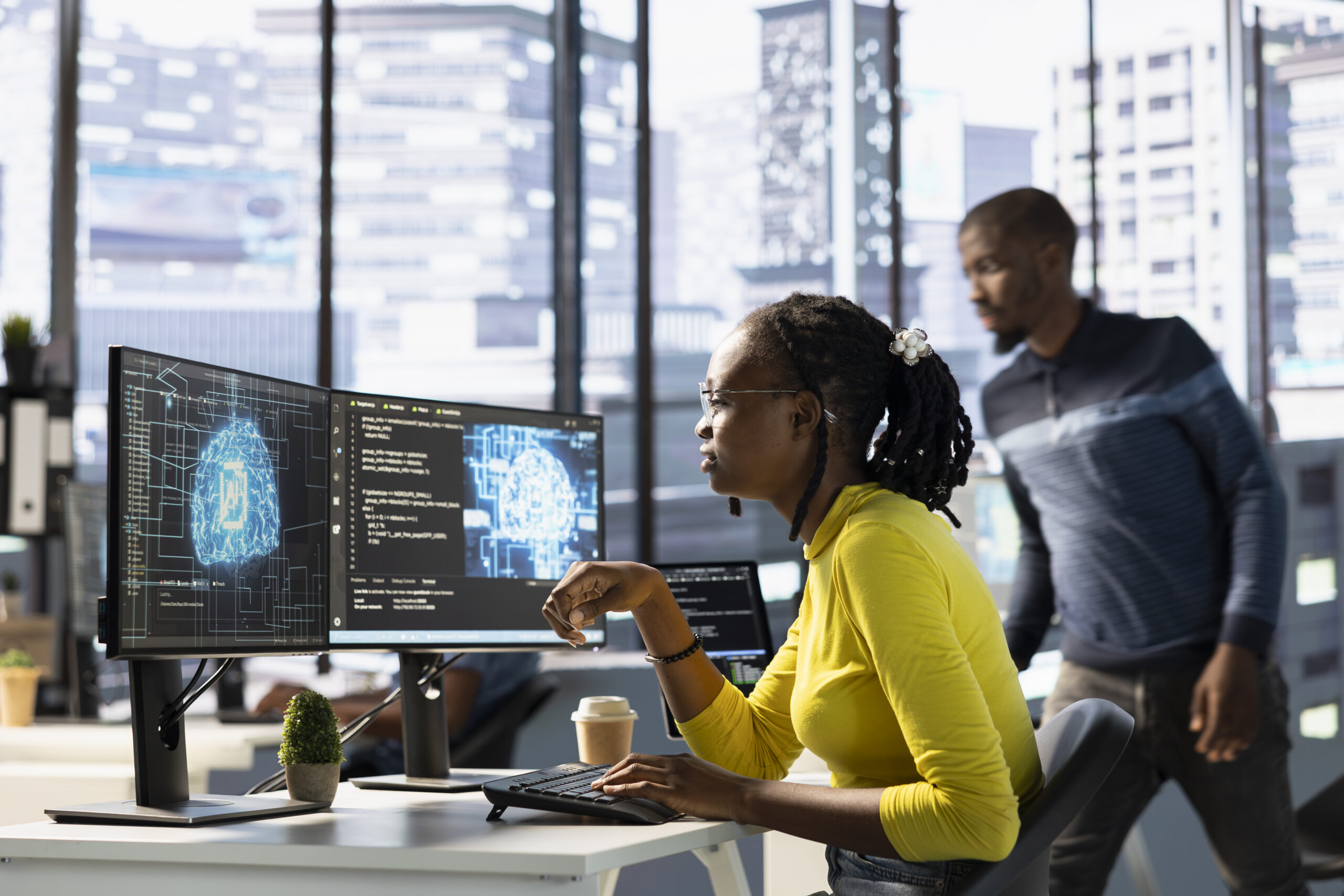 computer scientist conducting tests to ai optimize machine learning