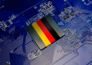 flag of germany on cpu operating chipset computer electronic circuit board