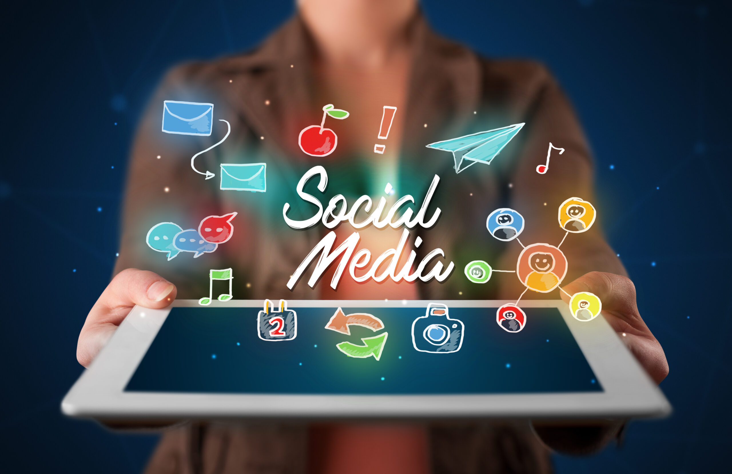 casual young woman holding tablet with social medi 2026 01 09 14 29 50 utc