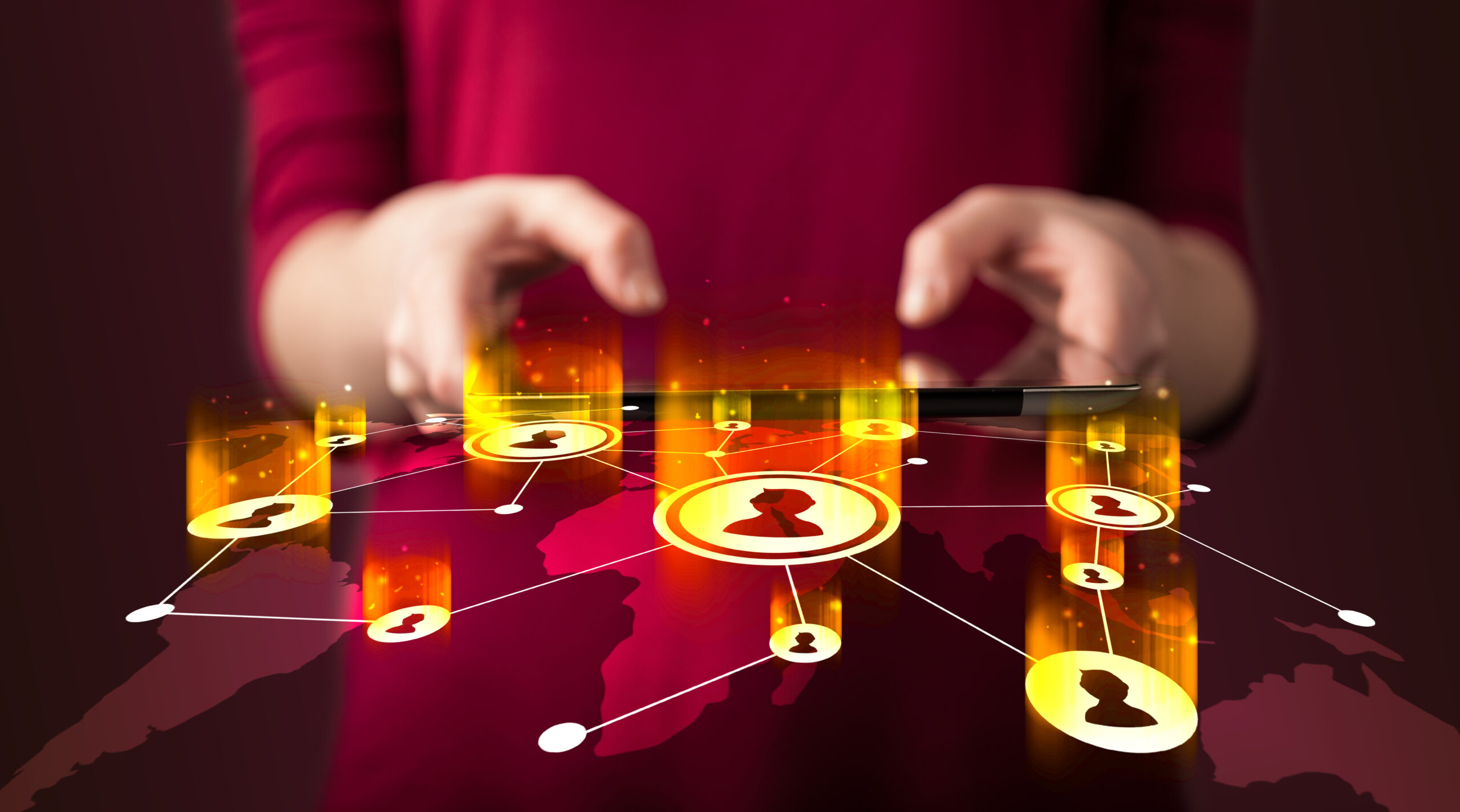 hand holding tablet device with social network map 2026 01 09 14 45 34 utc