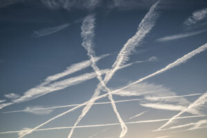 traces of planes in the sky