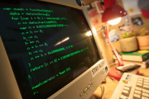 viewing computer screen with lines of code displayed