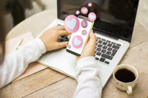 close up of hands using smartphone with abstract h 2026 01 11 08 44 40 utc