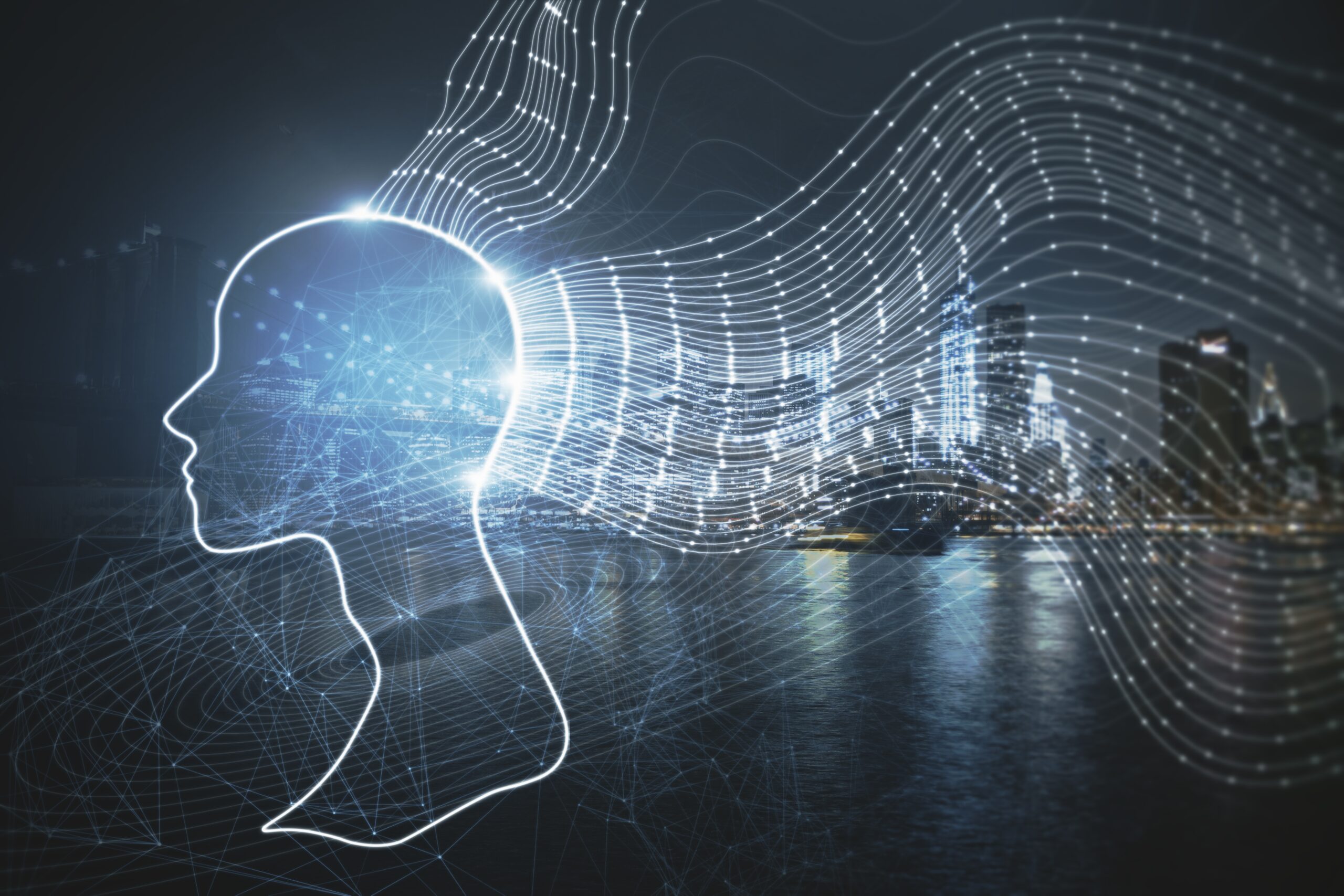 creative digital head outline on blurry night city 2026 01 11 08 37 08 utc